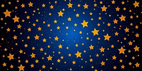 Dark blue background with scattered gold stars of varying sizes, creating a celestial pattern,  photo,  festive