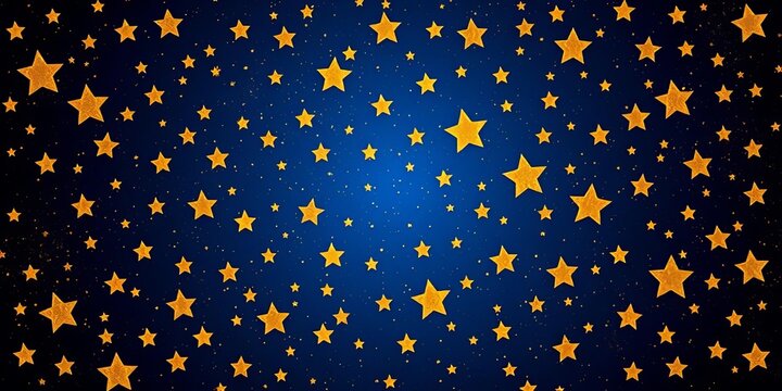 Dark blue background with scattered gold stars of varying sizes, creating a celestial pattern, photo, festive