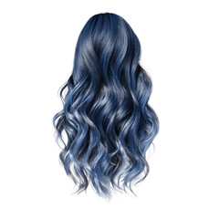 Naklejka premium Stunning Blue Ombre Wavy Hair, Rear View - 3D