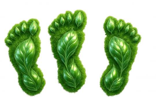 Green grass treading paths resembling human footprints, representing ecological consciousness against translucent backdrop - Powered by Adobe