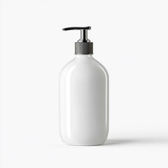 Cosmetic pump bottle isolated on white background, suitable for lotion, shampoo, or skincare branding design projects.
