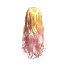 Fototapeta premium Long Blonde and Pink Ombre Hair, Rear View