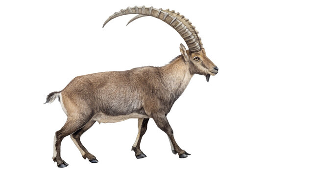 Extinct animal Pyrenean Ibex isolated on transparent background