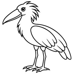 Shoebill line art vector