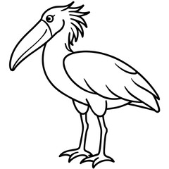 Shoebill line art vector