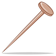 Sharp metal nail or tack cartoon vector icon for construction and building