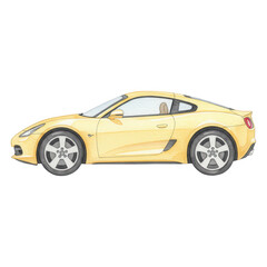 Naklejka premium Yellow watercolor sports car side view isolated on black yellow car vehicle transparent background