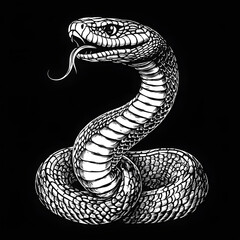 Detailed snake illustration on black background