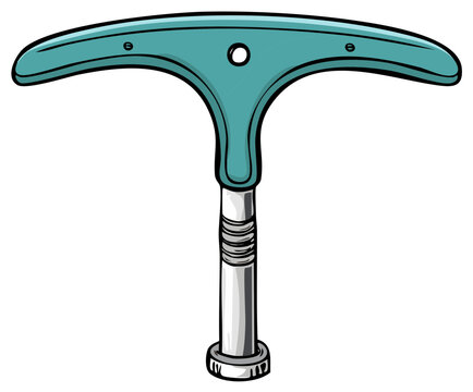 teal t-handle tool, metallic shaft, white background clip art preview