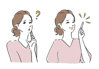 考える　解決　綺麗な女性の表情