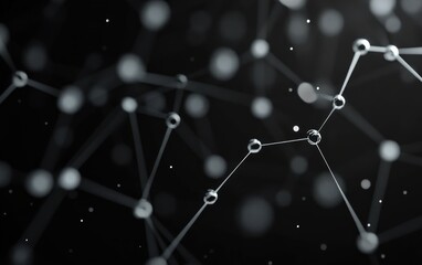 Abstract visualization of interconnected spherical nodes joined by thin lines forming a complex network on a dark background