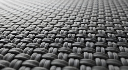 Obraz premium Close-up of a woven textile showcasing an intricate and detailed pattern with texture highlights.