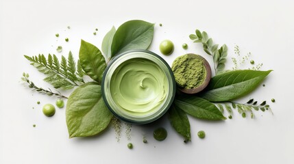 Obraz premium green skincare concept on white background