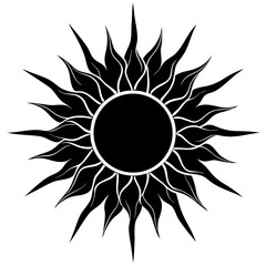 Sun vector silhouette black design white background