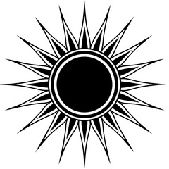 Sun vector silhouette black design white background