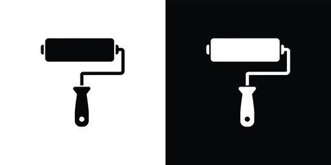 Paint Roller Icon Vector, Black and White Painting Tool Graphics