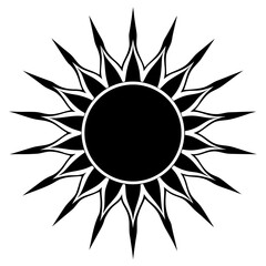 Sun vector silhouette black design white background