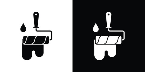 Paint Roller with Paint Dripping Icon on Transparent Background