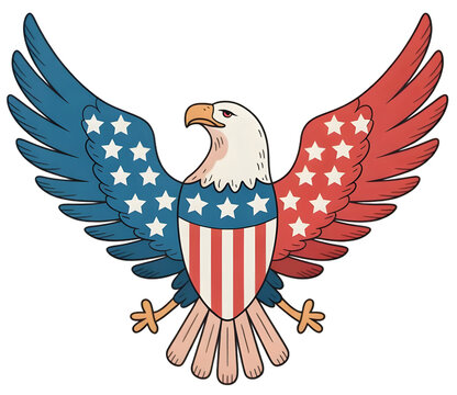 Patriotic American Bald Eagle Illustration T-Shirt Design