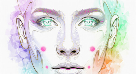 A colorful image of facial recognition