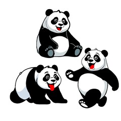 Panda cartoon card background illustration on white background