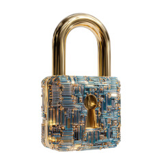 Golden padlock with intricate blue-gold design