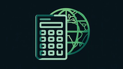 Calculator and globe graphic