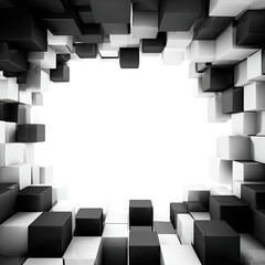 Abstract black and white 3D blocks