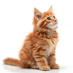 Fototapeta premium isolated shot of a ginger kitten sitting in front