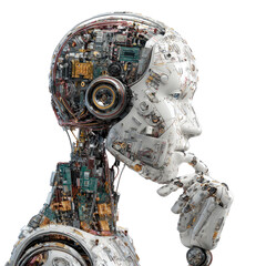 Fototapeta premium A futuristic robot head, pondering