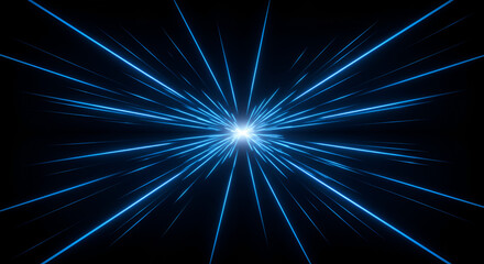 Hyperspace Jump: Abstract Light Speed Illustration with Blue Lines and Black Backdrop