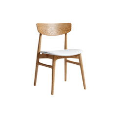 Modern Oak Wood Dining Chair with White Padded Seat