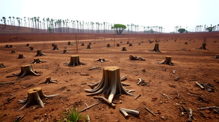 Deforestation causing desertification in a dry and arid landscape