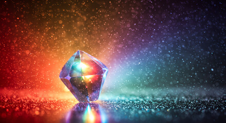 Radiant Gemstone Sparkle: A Luminous Diamond Amidst a Celestial Light Show