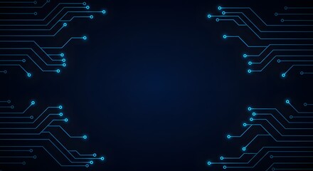 Blue Circuit Board Pattern on a Dark Background