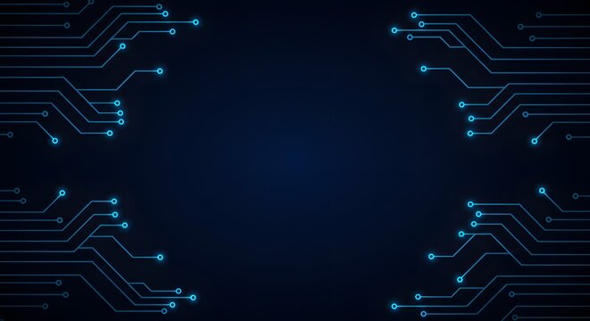 Blue Circuit Board Pattern on a Dark Background