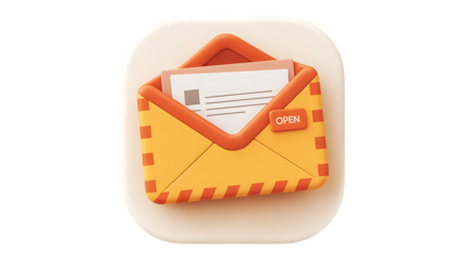 A Charming Illustration of an Open Envelope with a Letter Inside isolated on white background , cutout