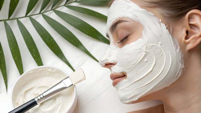 woman applying facial mask