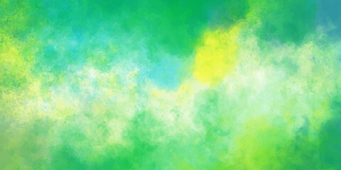 Sky blue watercolor texture. Light green and white color background. watercolor digital art painting. Hand painted texture. Soft clouds in the sky. Vintage style color stained illustration. cloudy sky