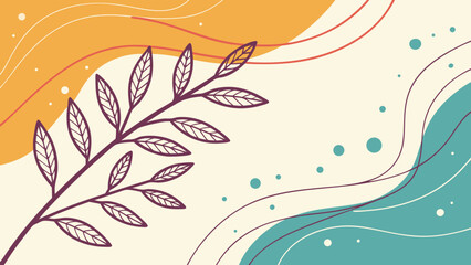 Abstract organic background with leaf branch and fluid shapes in trendy colors for decoration and creative design around 120 characters
