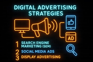 Digital Advertising Strategies Infographic with Online Marketing Channels for Business Growth