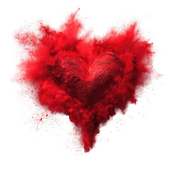 Heart exploding in red powder