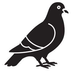 Obraz premium Simple black and white silhouette illustration of a standing pigeon with fine details