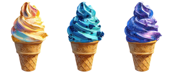 Colorful ice cream cones (3)
