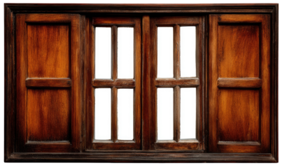 Wooden window, aged brown