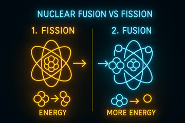 Nuclear Fusion vs Fission Comparison Infographic for Science Education and Energy Studies