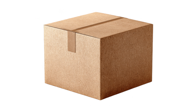 A plain brown cardboard box used for packaging and shipping various items in a rectangular shape.