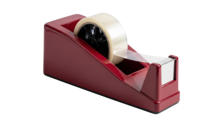 Red tape dispenser with roll of clear adhesive tape
