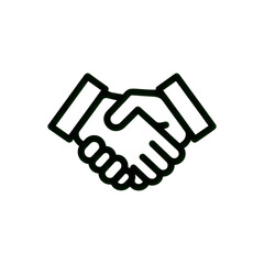 Green handshake icon on black background