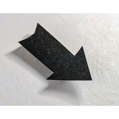 One black paper arrow isolated on white